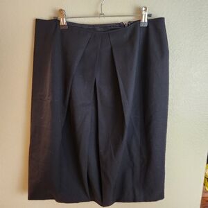 Vintage Lafayette 148 Black Wool A Line Pleated Skirt Size 10